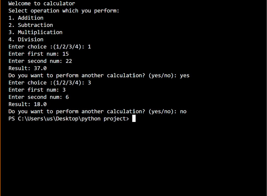 Calculator Application Using python